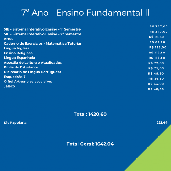 Lista De Materiais 7Âº Ano Completa Escola Adventista Central Aluno